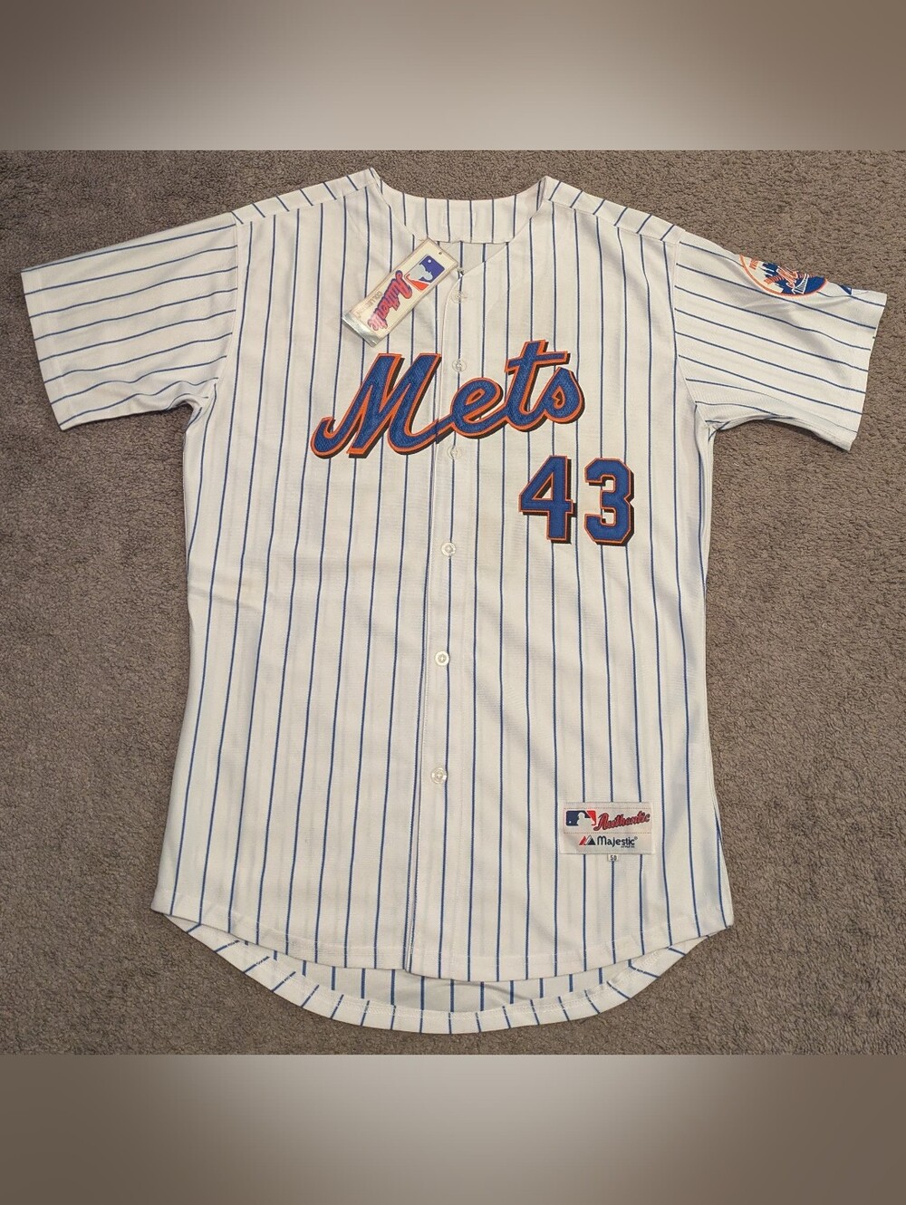 Majestic New York Mets R.A. Dickey Pinstripe Jersey Men's 50